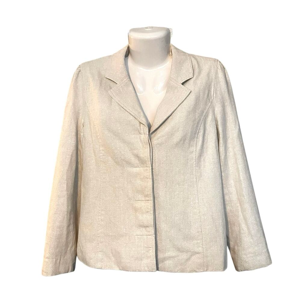 Isaac Mizrahi For Target Women's Tan W/ Sparkle Button-Up Blazer Jacket SZ 12